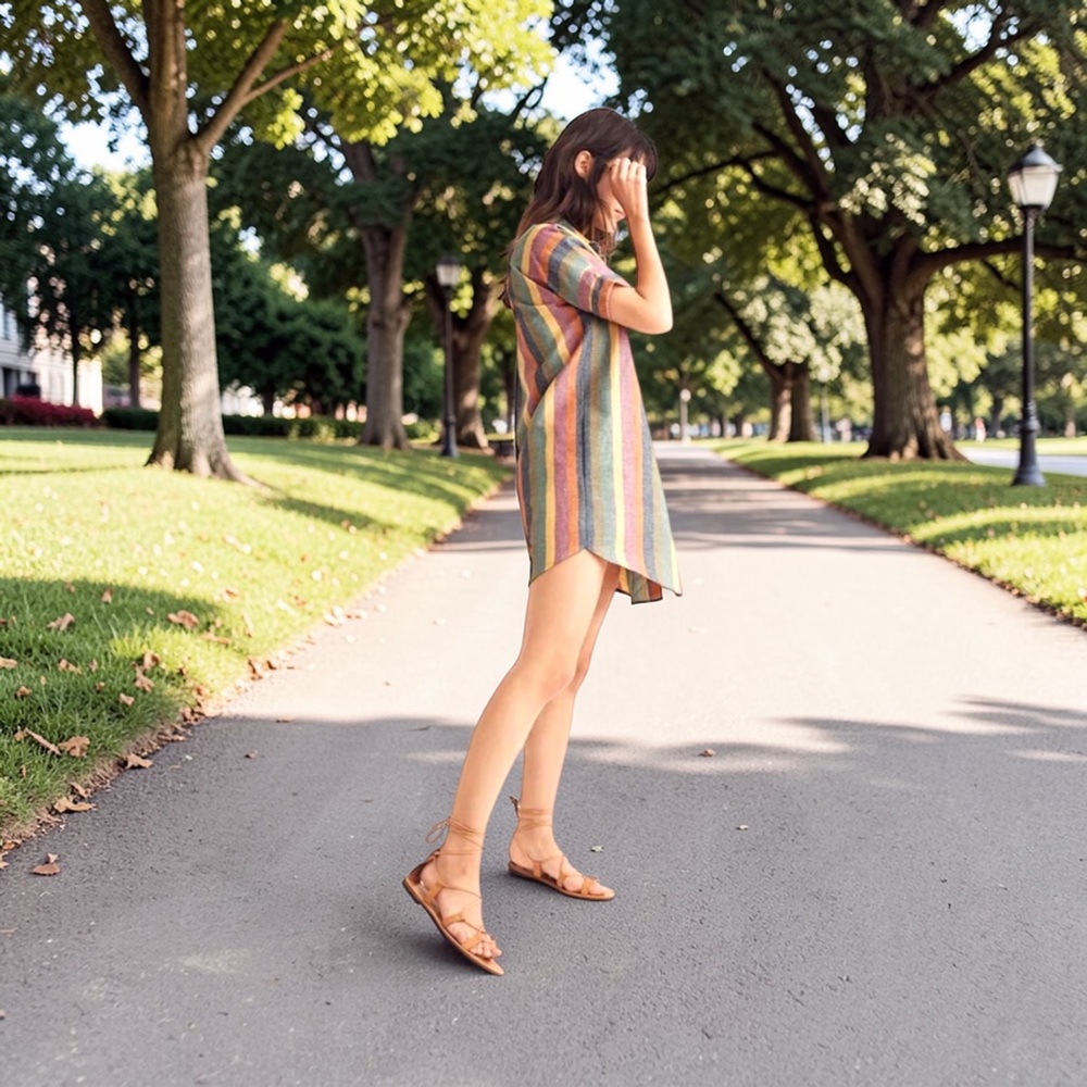 Madewell Courier Rainbow Stripe Shirtdress